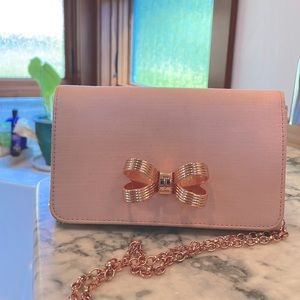 Adorable Ted Baker punk and gold clutch, shoulder bag.  Good condition.